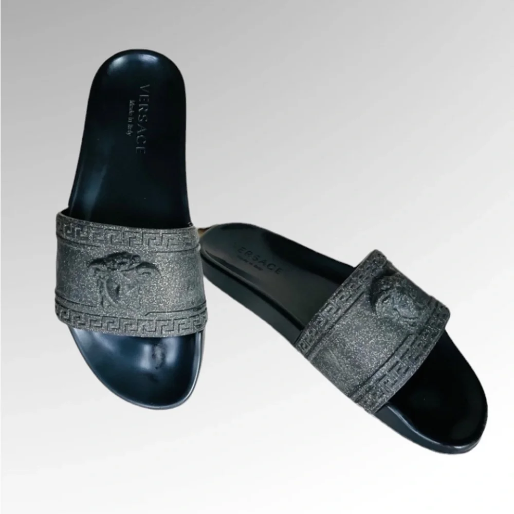 VERSACE Palazzo Mens Pool Slippers Medusa Geek Key Size 44